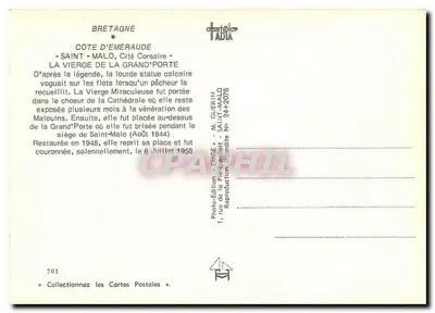 N.D. da Grand'Porte — Protetora de Saint-Malo — Editor Enge — Verso