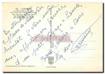 Lourdes — Bazylika i Gave — Widok z Hotelu Béthanie — Wydawca Mexichhome, n° 151 — Rewers
