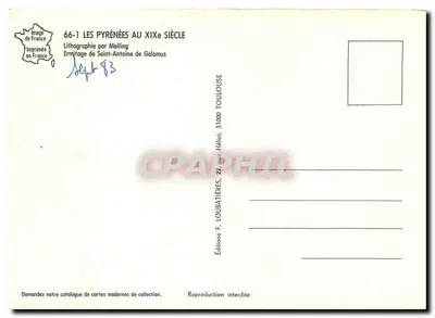 Pyrreny XIX wieku — Klasztor św. Antoniego z Galamus — Rewers