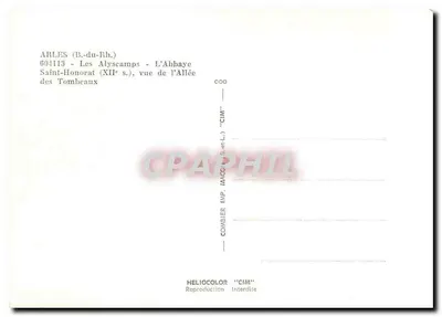 Les Alyscamps — Klasztor Świętego Honorata (XII w.) — widok Alei Grobów — Combier Imp. "CIM" — Rewers