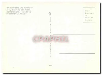 Lofer, a Pérola das Alpes — Saalachbrücke "Teufelssteg" — Verlag Alfred Gründler — Verso