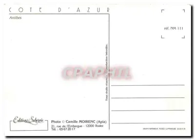 Antibes — Côte d'Azur — Wydawnictwo Subervie, ref. NM 111 — Rewers