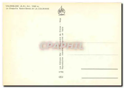 ला कॉपेल नोट्र-डेम डी ला कॉलमियन — वाल्डेब्लोर (एम.ए.) ऊंचाई 1260 मीटर — प्रकाशक मार, निस — पीछे