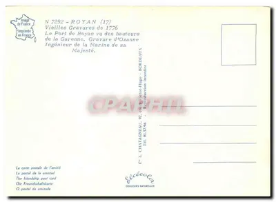 Port Royan — widok z wysokich miejsc — rzeźba Ozanne dla Króla w 1776 roku — Rewers