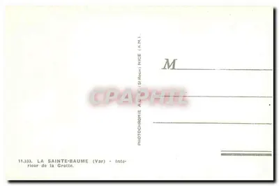 Wnętrze jaskini Świętej Baume — Var — wydawca A.D. (St-Roch, Nice) n° 11.333 — Rewers