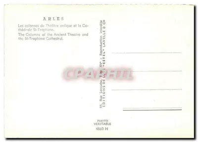 Arles — Kolumny Teatru Starożytnego i Katedra św. Trofimy — Wydawnictwo "Estel" & Cie — Rewers