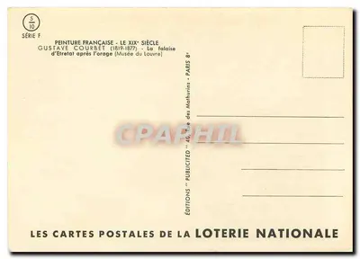 La falaise d'Étretat après l'orage — reproduction de Courbet — Éditions de la Loterie Nationale — Rewers