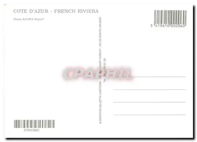 Costa Azul — Riviera Francesa — Edições Gilletta Cartetterie — Verso