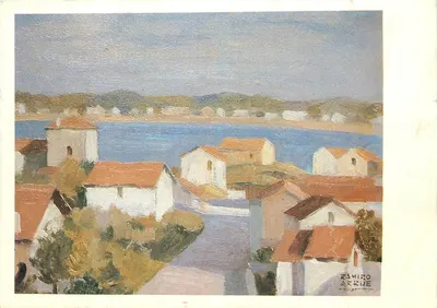 Vista de vila costeira — pintura de Ramiro Arrue — N°4