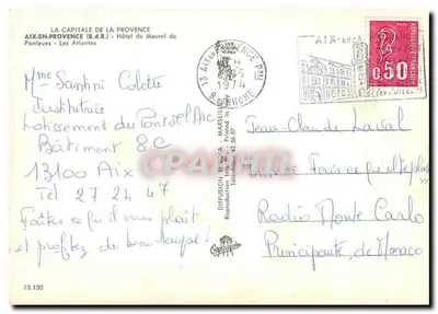 Aix-en-Provence — Hotel de Maurel de Ponteves — Diffusion Europa — Verso