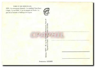 Paryż w nocy — Wydawnictwo GUY, nr 5092 — Rewers