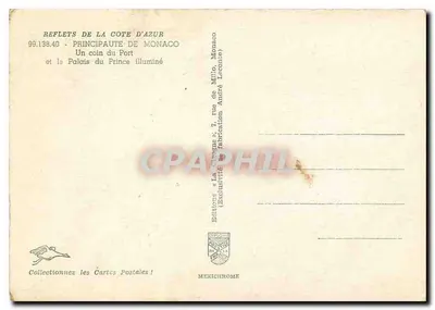 Mônaco - Um canto do Porto e o Palácio do Príncipe iluminado — Edições « La Côte d'Azur » — Verso