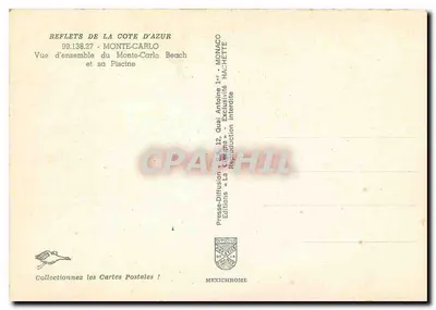 Praia e Piscina de Monte-Carlo — Vista geral — Edições HACHETTE — Verso