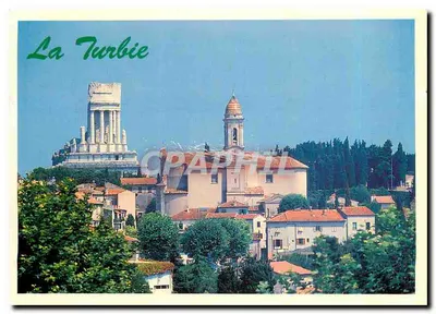 La Turbie — vista do monumento e da igreja — Imprensa J.P. Balza, Mônaco