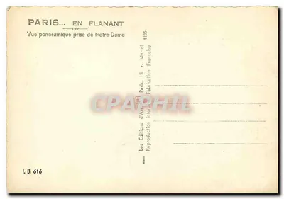 Paris — vue panoramique prise de Notre-Dame — Les Éditions d'Art, Paris — Verso