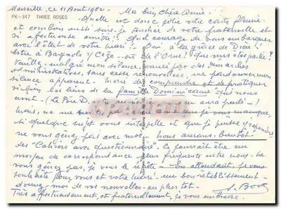 Três rosas — PK-347 — Marcelle, 11 de agosto de 1982 — Verso
