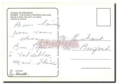 Roues à Aubé — Lembra do passado — Edição Mireille, n°84.800/2 — Verso