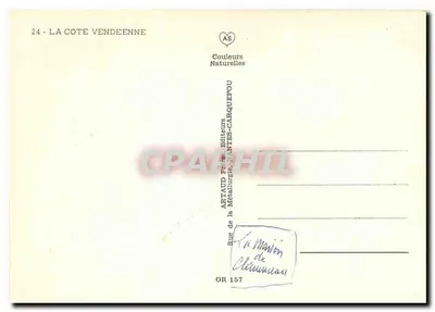 La Côte Vendéenne — widok panoramiczny z 12 miejscami — wydawca Artaud Frères, Nantes — Rewers