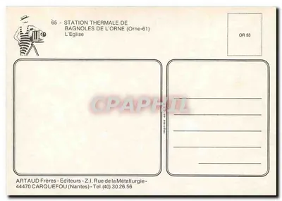 Igreja de Bagnoles-de-l'Orne — Estação termal — Editor ARTAUD Frères — Verso