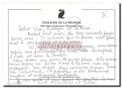 Pejzaż Reunion — góry i palmy — Éditions Hoa-qui Paris — Rewers