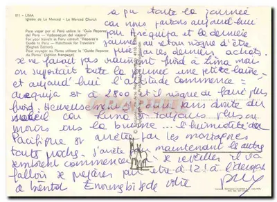 Igreja de La Merced — Lima — Editor Santiago Valverde S.A. n° 511 — Verso