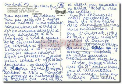 Kusadasi — Luftbild vom Hafen und Schloss — unbekannter Verlag — Rückseite