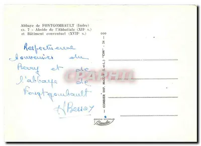 Abadia de Fontgombault (Indre) — Abside da Abbatial (século XII) e Edifício Conventual (século XVII) — COMBIER IMP. MACON (S.-et-L.) — Verso