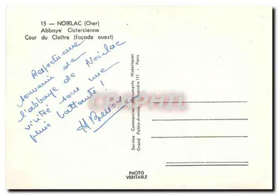 Noirlac (Cher) — Klasztor Cystersów, Dziedziniec Klasztoru (fasada zachodnia) — Wydział Komercyjny Zabytków, Wielki Pałac, Paryż — Rewers