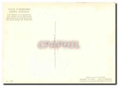 Rzymski most Margineda — Valls d'Andorre — Wydawnictwo Art Y. Claverol, nr 1033 — Rewers