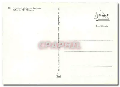 Ferieninsel Lindau am Bodensee — Hafen m. MS. München — Bodan-Ansichtskartenverlag Nr. 899 — Verso