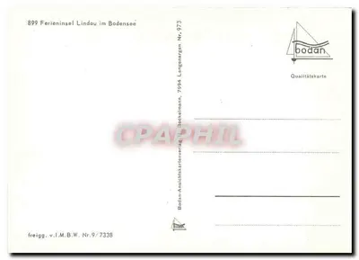 Ilha de Férias Lindau no Lago de Constança — vista aérea — Bodan-Ansichtskartenverlag Nr. 973 — Verso