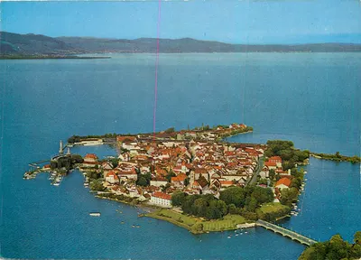 Lindau no Lago de Constança (v. Oeste) — vista aérea — Postkartenverlag W. Rössler, Lindenberg i. Allgäu