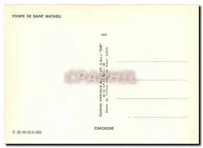 Ponta de Saint-Mathieu — Abadia, Local, Farol — Impressor Combier, série C 29.190.00.1652 — Verso