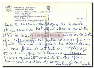 Outono na Abadia de Nossa Senhora de LURE — ST-ETIENNE-LES-ORGUES — editor CROCODON n°39/2165 — Verso