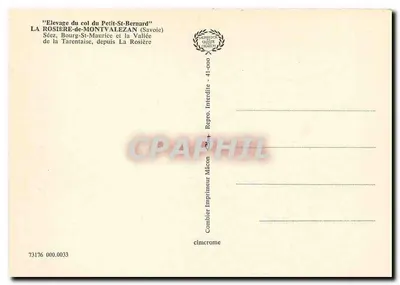 La Rosière — Savoie — editor Cim — n° de série 73176 000.0033 — Verso