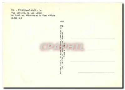 Evian-les-Bains — Widok z powietrza, Jezioro Leman, Mémises i Dent d'Oche (2.225 m.) — Wydawnictwo JANSOL, Faubourg Maché, CHAMBERY — Rewers