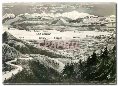 Lago Léman — vista panorâmica das Alpes e do lago — Cie dos Arts Fotomecânicos, Paris
