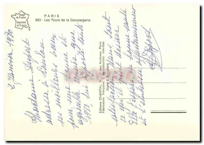 Paryż — Wieże Conciergerie — Wydawnictwo CHANTAL, nr 663 — Rewers