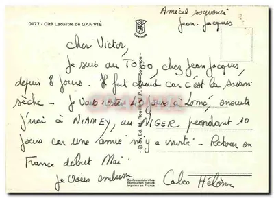 Cité Lacustre de GANVIÉ — widok z lotu — Wyd. M. Rouillier, P. 904, Cotemagu — Rewers
