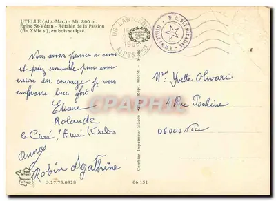 Kerk van Sint Véran — Altarpie van de Passie — eind 16de eeuw, in gesneden hout — Uitgever Combier, Alpes-Maritimes — Achterkant