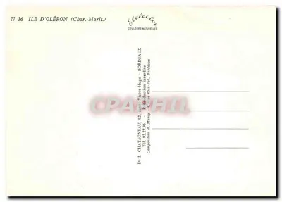 Wyspa Oléron — Ilustrowana karta pocztowa z mapą i ilustracją kobiety z homarem — Wydawca Élécée, nr 16 — Rewers