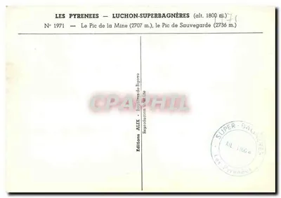 Os Pirineus — Luchon-Superbagnères — Pic de la Mine e Pic de Sauvegarde — Edições ALIX — Verso