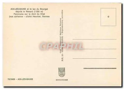 Aix-les-Bains i jezioro Bourget — widok z powietrza z Revard — wydawca IRIS — Rewers