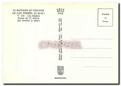 Kap Fréhel (C.-du-N.) — Wysokie skały o wysokości 57 metrów dominujące nad latarnią morską — Wydawnictwo Sztuki JOS — Rewers