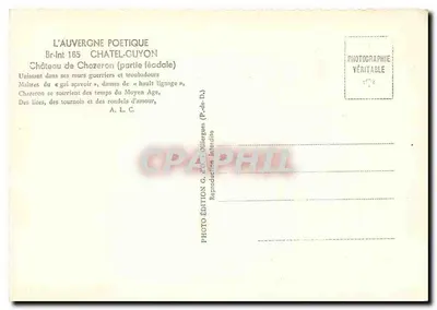 Castelo de Chazeron — parte feudal — Edição G. de D. (P.-de-D.) — Verso