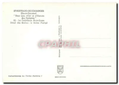 St-Bertrand-de-Comminges — Szczegół stalii: mnich Fustigé — Wydawnictwo Théo Jac, Limoges — Rewers