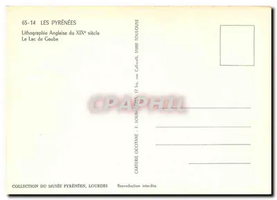 Pirnie - Jezioro Gaube — angielska litografia z XIX wieku, wydawca F. Loubatiers, Toulouse — Rewers