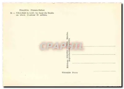Villers-le-Lac — Il Salto del Doubs in inverno — Edizioni Photo Lanin, n°21 — Verso
