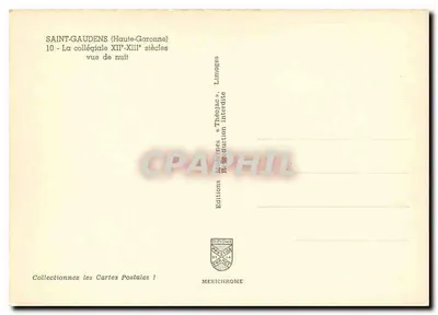 Saint-Gaudens (Haute-Garonne) — A colégia dos séculos XII-XIII — vista noturna — Éditions Diplôme, Limoges — Verso
