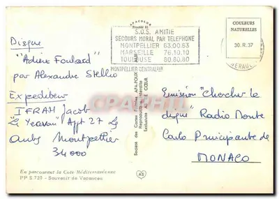 Śródziemnomorski — Montpellier, Aigues-Mortes, Zatoka Rhône — Społeczność kart pocztowych APA-POUX — Rewers